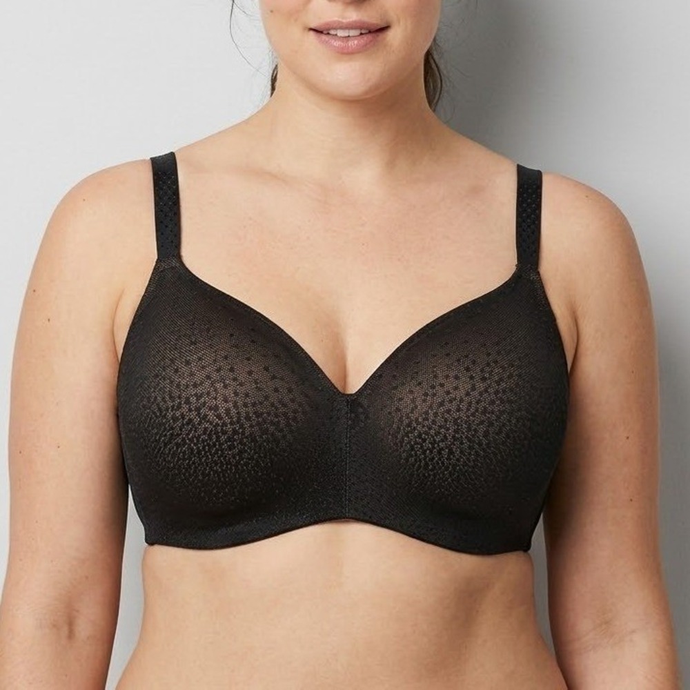 Wacoal Wire Free T-Shirt Bra Womens 36DD Black Polka Dot Mesh 856303 Comfort